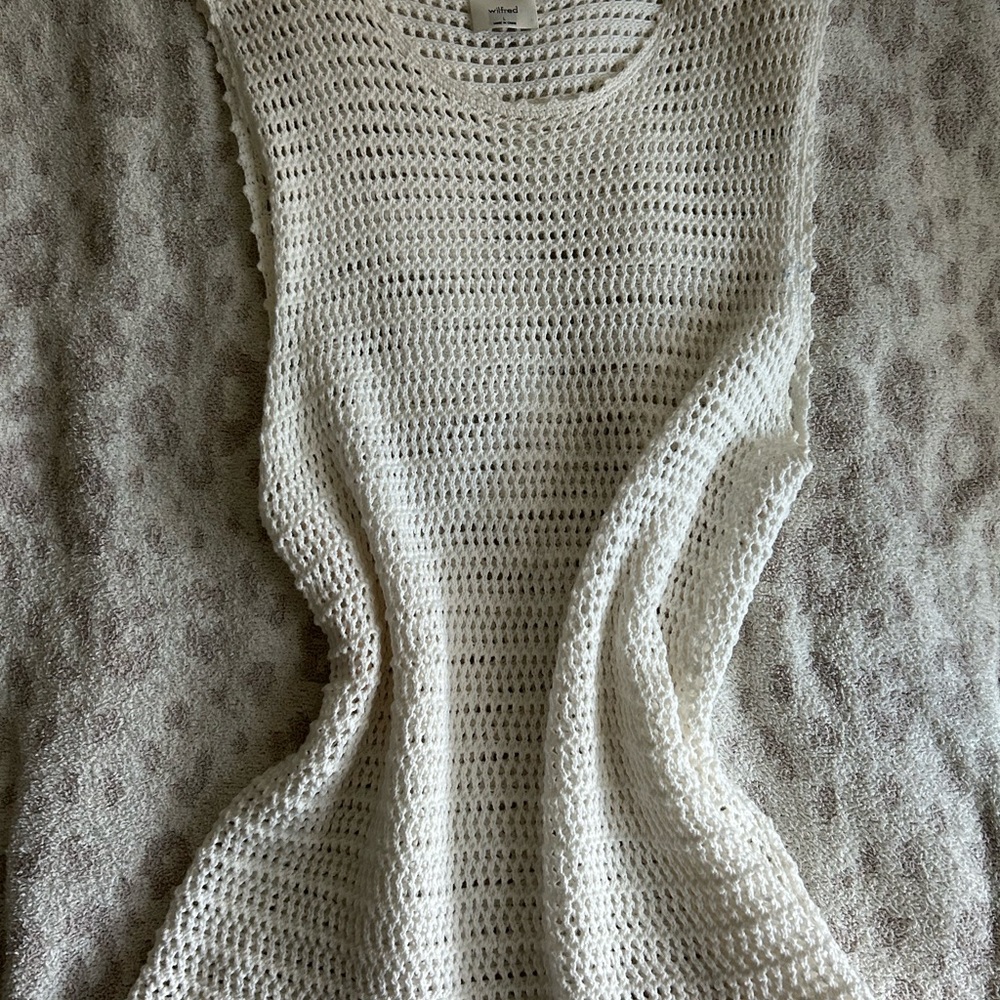 Aritzia White Crochet Knit Tank Top